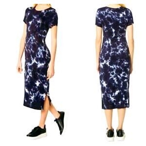 Marc New York Performance Splotchy Tie Dye Jersey Knit Dress Blue/White S